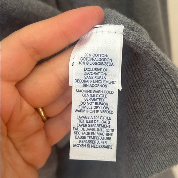 Chaps Cotton Silk Vneck Sweater Mens Size M grey steel heat - Picture 4 of 7